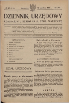 Dziennik Urzędowy Komisarjatu Rządu na M. Stoł. Warszawę. R.7, № 27 (10 kwietnia 1926) = № 1145