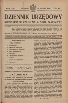 Dziennik Urzędowy Komisarjatu Rządu na M. Stoł. Warszawę. R.7, № 28 (14 kwietnia 1926) = № 1145
