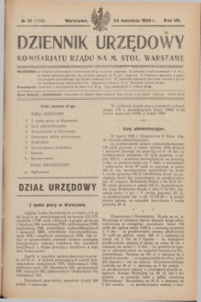 Dziennik Urzędowy Komisarjatu Rządu na M. Stoł. Warszawę. R.7, № 31 (24 kwietnia 1926) = № 1149