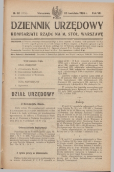 Dziennik Urzędowy Komisarjatu Rządu na M. Stoł. Warszawę. R.7, № 32 (28 kwietnia 1926) = № 1150