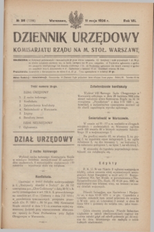 Dziennik Urzędowy Komisarjatu Rządu na M. Stoł. Warszawę. R.7, № 36 (11 maja 1926) = № 1154