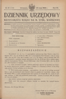 Dziennik Urzędowy Komisarjatu Rządu na M. Stoł. Warszawę. R.7, № 40 (29 maja 1926) = № 1158