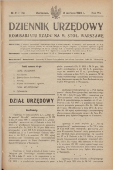 Dziennik Urzędowy Komisarjatu Rządu na M. Stoł. Warszawę. R.7, № 41 (2 czerwca 1926) = № 1159