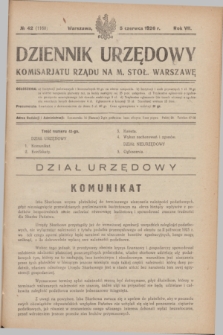 Dziennik Urzędowy Komisarjatu Rządu na M. Stoł. Warszawę. R.7, № 42 (5 czerwca 1926) = № 1160