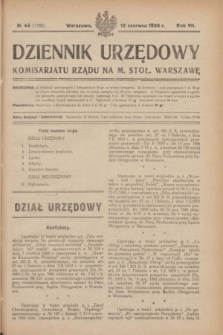 Dziennik Urzędowy Komisarjatu Rządu na M. Stoł. Warszawę. R.7, № 44 (12 czerwca 1926) = № 1162
