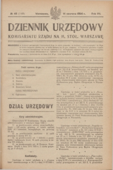 Dziennik Urzędowy Komisarjatu Rządu na M. Stoł. Warszawę. R.7, № 45 (16 czerwca 1926) = № 1163