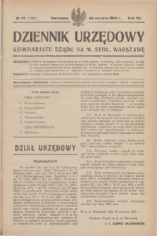 Dziennik Urzędowy Komisarjatu Rządu na M. Stoł. Warszawę. R.7, № 47 (23 czerwca 1926) = № 1165
