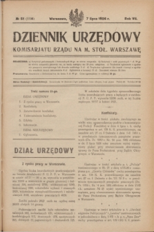 Dziennik Urzędowy Komisarjatu Rządu na M. Stoł. Warszawę. R.7, № 51 (7 lipca 1926) = № 1196