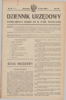 Dziennik Urzędowy Komisarjatu Rządu na M. Stoł. Warszawę. R.7, № 53 (13 lipca 1926) = № 1171