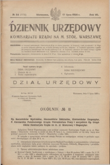 Dziennik Urzędowy Komisarjatu Rządu na M. Stoł. Warszawę. R.7, № 54 (17 lipca 1926) = № 1172
