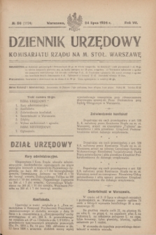 Dziennik Urzędowy Komisarjatu Rządu na M. Stoł. Warszawę. R.7, № 56 (24 lipca 1926) = № 1174