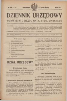 Dziennik Urzędowy Komisarjatu Rządu na M. Stoł. Warszawę. R.7, № 58 (31 lipca 1926) = № 1176