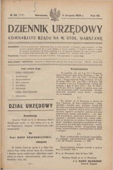 Dziennik Urzędowy Komisarjatu Rządu na M. Stoł. Warszawę. R.7, № 59 (4 sierpnia 1926) = № 1177