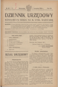 Dziennik Urzędowy Komisarjatu Rządu na M. Stoł. Warszawę. R.7, № 60 (7 sierpnia 1926) = № 1178