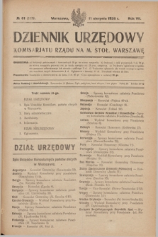 Dziennik Urzędowy Komisarjatu Rządu na M. Stoł. Warszawę. R.7, № 61 (11 sierpnia 1926) = № 1179