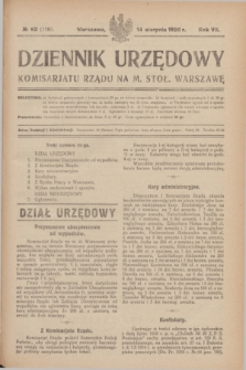 Dziennik Urzędowy Komisarjatu Rządu na M. Stoł. Warszawę. R.7, № 62 (14 sierpnia 1926) = № 1180