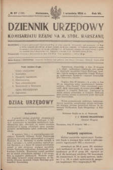 Dziennik Urzędowy Komisarjatu Rządu na M. Stoł. Warszawę. R.7, № 67 (1 września 1926) = № 1185