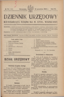 Dziennik Urzędowy Komisarjatu Rządu na M. Stoł. Warszawę. R.7, № 72 (18 września 1926) = № 1190