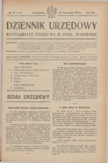 Dziennik Urzędowy Komisarjatu Rządu na M. Stoł. Warszawę. R.7, № 73 (22 września 1926) = № 1191