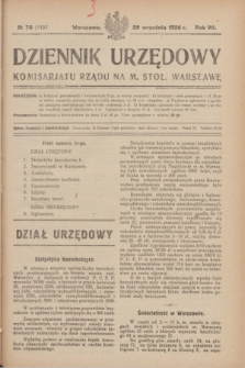 Dziennik Urzędowy Komisarjatu Rządu na M. Stoł. Warszawę. R.7, № 75 (29 września 1926) = № 1193