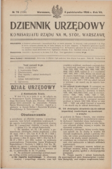 Dziennik Urzędowy Komisarjatu Rządu na M. Stoł. Warszawę. R.7, № 76 (6 października 1926) = № 1194