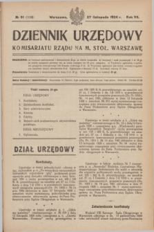 Dziennik Urzędowy Komisarjatu Rządu na M. Stoł. Warszawę. R.7, № 91 (27 listopada 1926) = № 1209