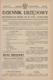 Dziennik Urzędowy Komisarjatu Rządu na M. Stoł. Warszawę. R.7, № 94 (9 grudnia 1926) = № 1212