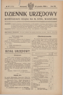 Dziennik Urzędowy Komisarjatu Rządu na M. Stoł. Warszawę. R.7, № 97 (22 grudnia 1926) = № 1215