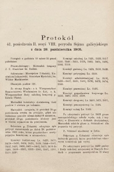 [Kadencja VIII, sesja II, pos. 41] Protokół 41. Posiedzenia 2. Sesyi, VI. Peryodu Sejmu Galicyjskiego
