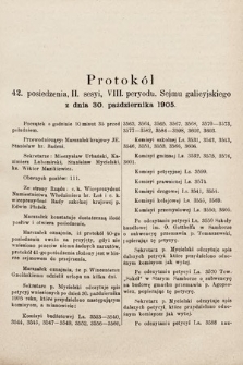 [Kadencja VIII, sesja II, pos. 42] Protokół 42. Posiedzenia 2. Sesyi, VI. Peryodu Sejmu Galicyjskiego