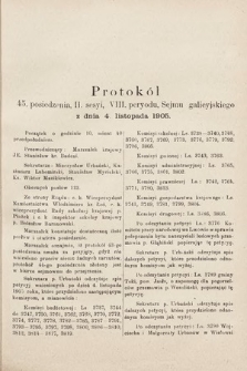 [Kadencja VIII, sesja II, pos. 45] Protokół 45. Posiedzenia 2. Sesyi, VI. Peryodu Sejmu Galicyjskiego