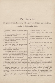 [Kadencja VIII, sesja II, pos. 50] Protokół 50. Posiedzenia 2. Sesyi, VI. Peryodu Sejmu Galicyjskiego