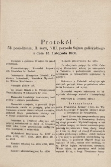 [Kadencja VIII, sesja II, pos. 53] Protokół 53. Posiedzenia 2. Sesyi, VI. Peryodu Sejmu Galicyjskiego