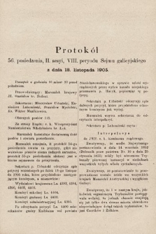 [Kadencja VIII, sesja II, pos. 56] Protokół 56. Posiedzenia 2. Sesyi, VI. Peryodu Sejmu Galicyjskiego