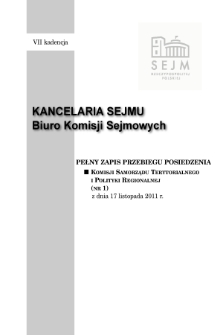 Pełny Zapis Przebiegu Posiedzenia Komisji Samorządu Terytorialnego i Polityki Regionalnej (nr 1) z dnia 17 listopada 2011 r.