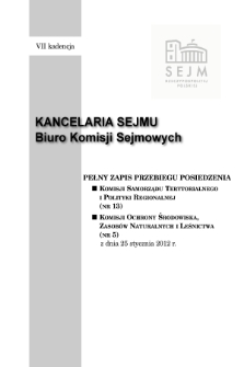 Pełny Zapis Przebiegu Posiedzenia Komisji Samorządu Terytorialnego i Polityki Regionalnej (nr 13) z dnia 25 stycznia 2012 r.