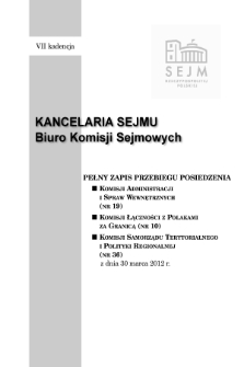 Pełny Zapis Przebiegu Posiedzenia Komisji Samorządu Terytorialnego i Polityki Regionalnej (nr 36) z dnia 30 marca 2012 r.