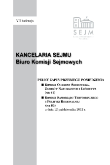 Pełny Zapis Przebiegu Posiedzenia Komisji Samorządu Terytorialnego i Polityki Regionalnej (nr 83) z dnia 12 października 2012 r.