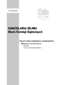 Pełny Zapis Przebiegu Posiedzenia Komisji Ustawodawczej (nr 31) z dnia 12 września 2012 r.