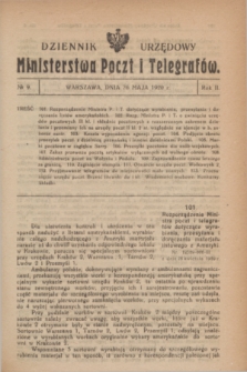 Dziennik Urzędowy Ministerstwa Poczt i Telegrafów. R.2, № 9 (26 maja 1920)