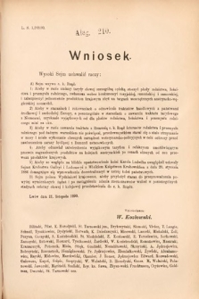 [Kadencja VI, sesja II, al. 210] Alegata do Sprawozdań Stenograficznych z Drugiej Sesyi Szóstego Peryodu Sejmu Krajowego Królestwa Galicyi i Lodomeryi wraz z Wielkiem Księstwem Krakowskiem z roku 1890. Alegat 210