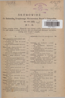 Dziennik Urzędowy Ministerstwa Poczt i Telegrafów. R.5, Skorowidz do Dziennika Urzędowego Ministerstwa Poczt i Telegrafów za rok 1923