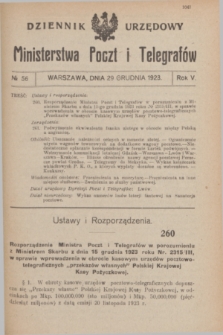 Dziennik Urzędowy Ministerstwa Poczt i Telegrafów. R.5, № 56 (29 grudnia 1923)