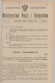 Dziennik Urzędowy Ministerstwa Poczt i Telegrafów. R.9, nr 8 (10 marca 1927)