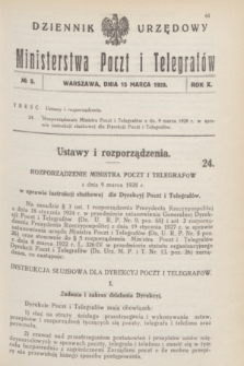 Dziennik Urzędowy Ministerstwa Poczt i Telegrafów. R.10, № 5 (15 marca 1928)