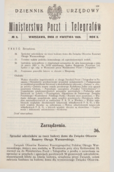 Dziennik Urzędowy Ministerstwa Poczt i Telegrafów. R.10, № 8 (21 kwietnia 1928)