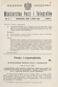 Dziennik Urzędowy Ministerstwa Poczt i Telegrafów. R.10, № 10 (12 maja 1928)