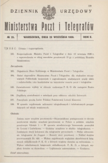 Dziennik Urzędowy Ministerstwa Poczt i Telegrafów. R.10, № 23 (29 września 1928)