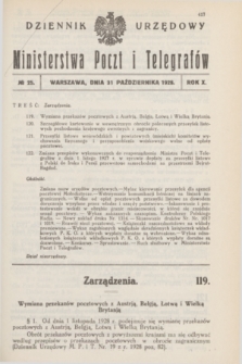 Dziennik Urzędowy Ministerstwa Poczt i Telegrafów. R.10, № 25 (31 października 1928)