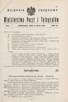Dziennik Urzędowy Ministerstwa Poczt i Telegrafów. R.11, № 8 (13 maja 1929)
